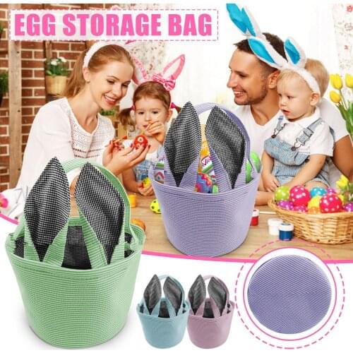 Cute Easter Rabbit Cloth Basket Linen cotton cloth bag Candy Eggs Buckets Party Decoration For Kids Easter decoration