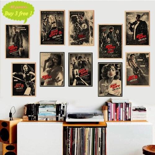 Sin City A Dame to Kill For Movie Posters Vintage Style Wall Stickers Kraft Paper Prints Home Decoration