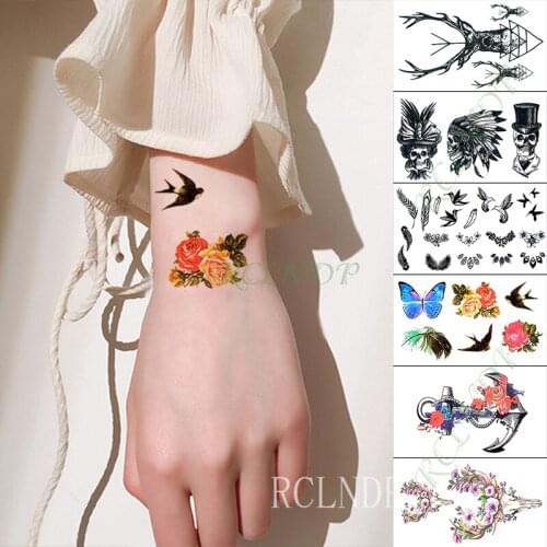 Waterproof Temporary Tattoo Sticker Animal Deer Butterfly Fake Tatto Hand Arm Foot Flash Tatoo for Kid Girl Men Women