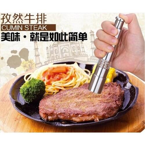 High Quality Silvery Thumb Push Salt Stainless Steel Pepper Grinder Spice Sauce Mills Grind Stick Tool Kitchen Gadgets dhl