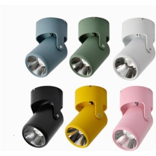 1PCS high quality dimmable Rotating LED Downlights Surface Mounted adjustment COB AC85-265V 360° LED Ceiling Lamp Spot lights