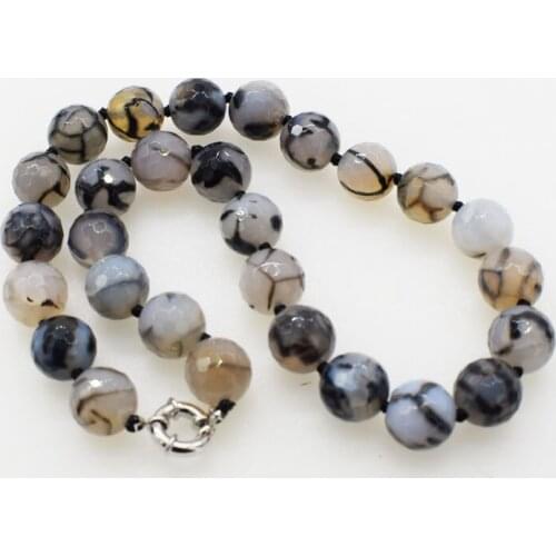 Wow!black agate faceted round 14mm necklace 18inch wholesale beads FPPJ for xmas gift