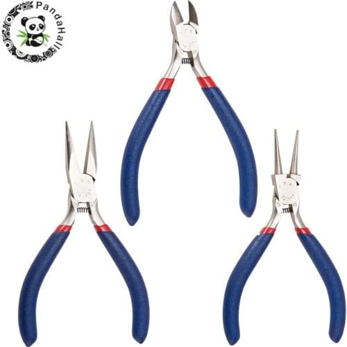 Jewelry Pliers Tools Stainless Steel Side-Cutting Round-Nose Pliers MidnightBlue For Jewelry Making DIY Accessories 110-130x53mm