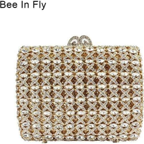 Bee In Fly Women Luxury Diamond Evening Rhinestone Clutch and Evening Bags with Chain Crystal Bags