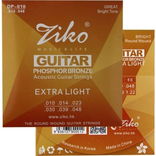 Ziko Acoustic Guitar Strings Phosphor Bronze EXTRA LIGHT Strings For Guitar Parts DP-010/011/012 Hexagon Alloy Core