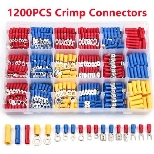 1200/720/480Pcs Crimp Spade Terminal Electrical Wire Cable Connectors Female male Insulated Spade Joint Connector Ring Fork Set