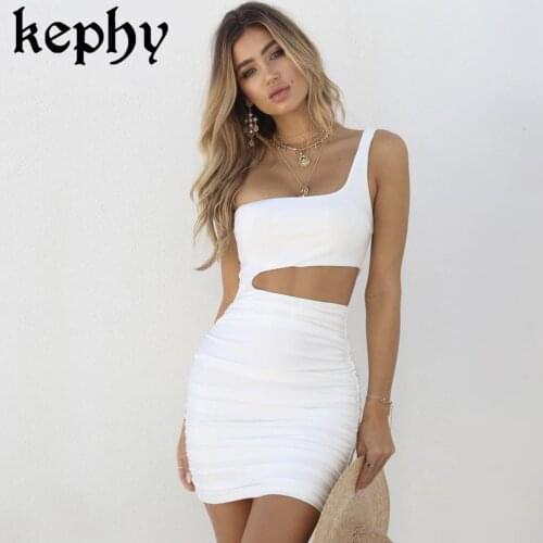 2020 Summer one Shoulder WOMENS Dress Sexy Nightclub Sheath Dress 11 Colors girls bodycon white dress