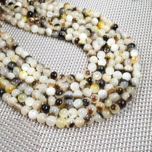 2021 Natural Shell Beads Glossy Round Shape Shell Loose Beads for Women Making DIY Jewelry Necklace 6mm 7mm 8mm Size Pink