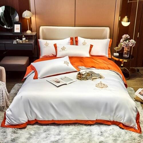 2021 New 4Pcs Washed silk embroidery Luxury bedding sets queen king size duvet cover set Sheet set pillowcase bedclothes