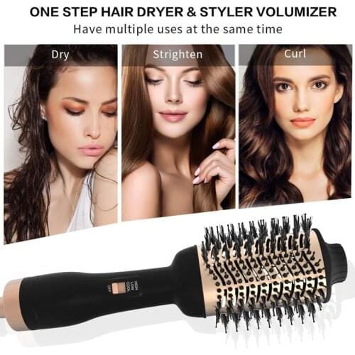 3 In 1 One Step Hair Dryer And Volumizer Negative Ion Hair Straightening Brush Dry / Wet Dual Use Suitable For All Type Of Hair