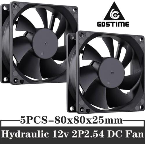 5pcs Gdstime 80mm DC 12V 8025 Cooling Fan 80x80x25mm Cooler Axial Fans PC Case CPU Brushless Cooler 8cm Hydraulic Radiator