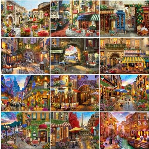 5D DIY Diamond Painting Full Square/Round Restaurant Diamond Embroidery Scenery Cross Stitch Mosaic Picture of Rhinestones