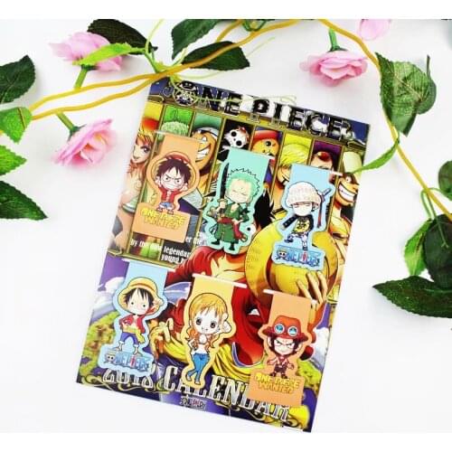 6pcs Anime luffy Magnetic Bookmark Cartoon Magnet Bookmark Child Student Kawaii Gift Bookmarks Office Stationery