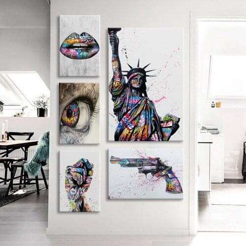 Abstract Graffiti Canvas Gun Perfume Holding Hands Posters And Prints Street Art Paintings Wall Pictures Modern Home Decoration