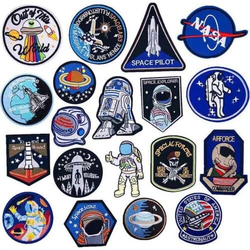 Astronaut/Planet/Space Clothing Embroidery Iron On Transfers For Clothes Washable T-Shirt Patches Personality Embroidery Sticker