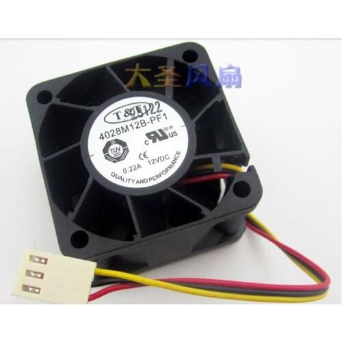Free shipping 4028M12B-PF1 New original T&T 40mm 4cm DC 12V 0.22A 7200RPM ball bearing axial case cooling fan