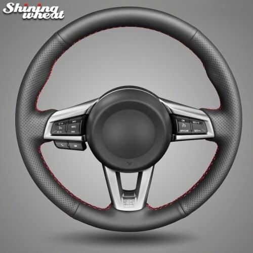 Shining wheat Black Artificial Leather Car Steering Wheel Covers for Mazda MX-5 2015-2020