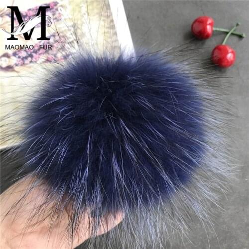 Real Raccoon Fur Pom Pom Key Chain Real Fur Pompoms Hat Winter DIY Multicolor Fur Balls For Shoes Bag Accessories With Buttons