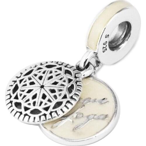 DIY Beads for Jewelry Making Sterling-Silver-Jewelry True Yoga Bead With Silver Enamel Charms Silver 925 Berloque Perles Women