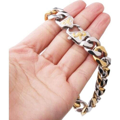 13/15MM Fashion Jewelry Silver Color&Gold Stainless Steel Cuban Curb Chain Mens Womens Necklace Or Bracelet Wristband 7-40"