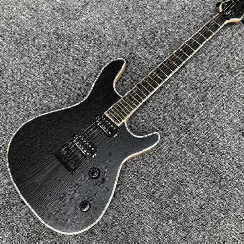 Black 6 Strings Electric Guitar,Neck through Body,Ebony Fingerboard Good Hardware Guitarra,Abalone Binding