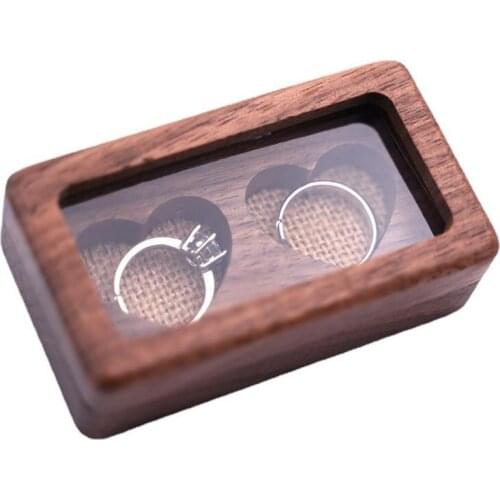 Wooden Ring Box Double Heart Jewelry Box Proposal Wedding Ring Holder Creative Ring Box Holder