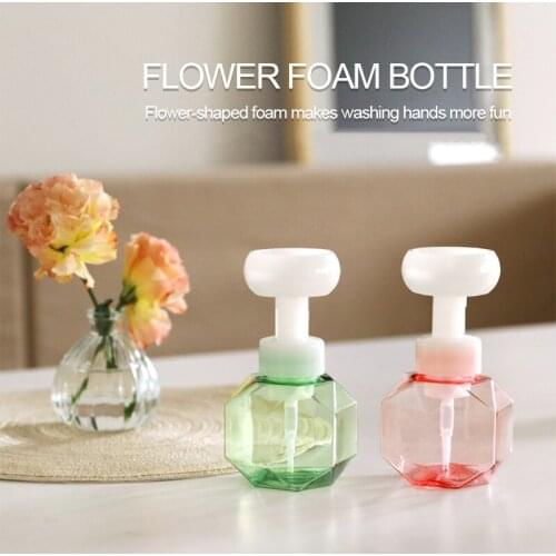 300ml Liquid Soap Dispenser Flower Shape Foam Foaming Pump Empty Bottle Plastic Clear Bottle Shower Gel Foam Pump Bottle