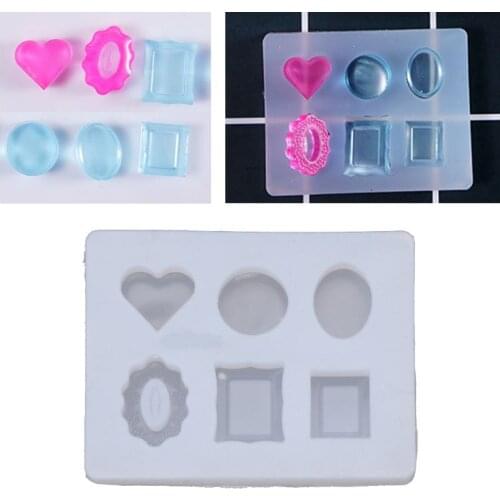 DIY Mini Gemstone Frame Heart Round Shape Silicone Cake Fondant Jewelry Mold Dried Flower Resin Decorative DIY Hand Crafts