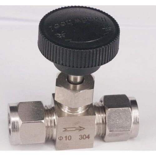 Fit Tube O/D 10mm 304 Stainless Steel Shut Off Valve Straight Flow Control Needle Valve Compression Fitting 6.4 Mpa