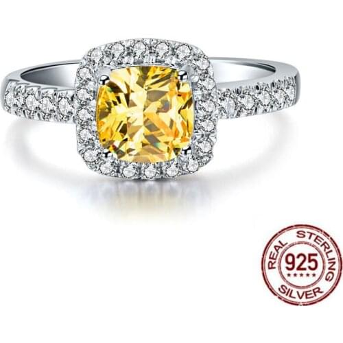 Classic 2ct Square AAAAA Cubic Zirconia Wedding Engagement Rings for Women 925 Silver Plated Brand Bridal Ring