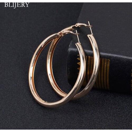 BLIJERY 60mm Thick Metal Punk Hoop Earrings Fashion Statement Earrings For Women 2019 Gold Color Brincos Jewelry Gifts