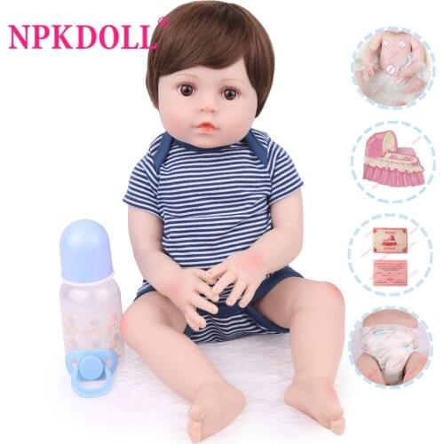 NPKDOLL Reborn Baby Doll Toys For Boys Full Vinyl Lifelike Fake Infant Educational Bath Kids Playmate Bebe Boneca