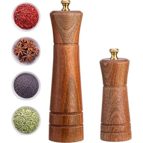 High-End Ebony Wood 5" 8" Salt And Pepper Mills Manual Pepper Grinder Classical Pepper Spice Mill - Kitchen Accessories