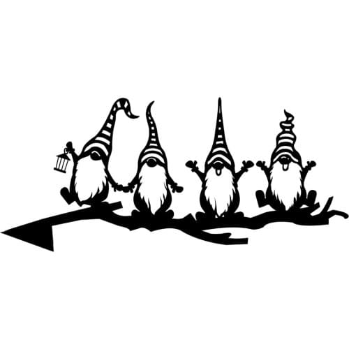 Cute Iron Tree Branch Gnome Silhouettes Art Fence Decor Outdoor Garage Barn