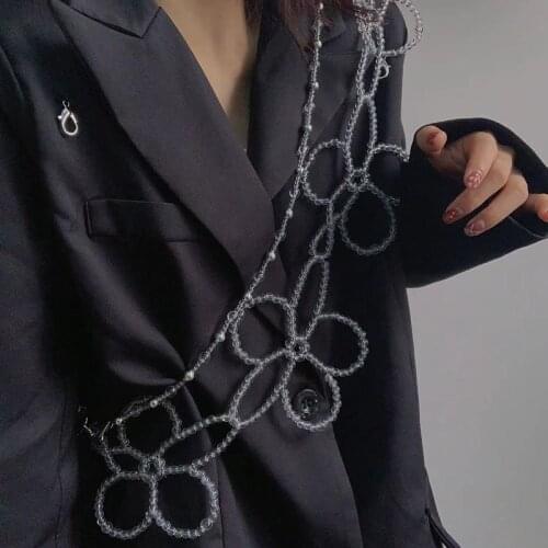 Fashion Belts For Women Transparent Beaded Flowers Waist Belts Ladies Clear Belt pearl Waist chain Dress Skirt accessories