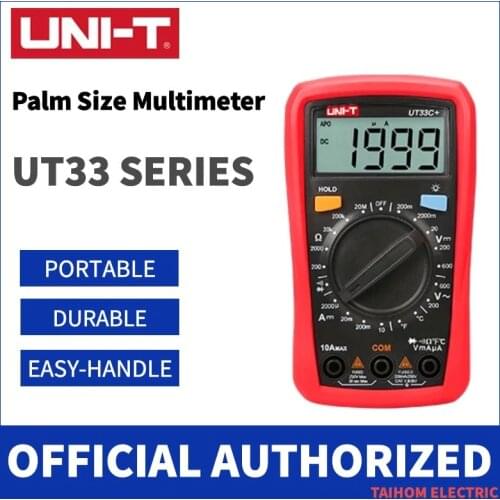 UNI-T Palm Size Multimeter Resistance Measure LCD AC DC 2mF Capacitance NCV Tester Backlight UT33A+ /UT33B+ /UT33C+ /UT33D