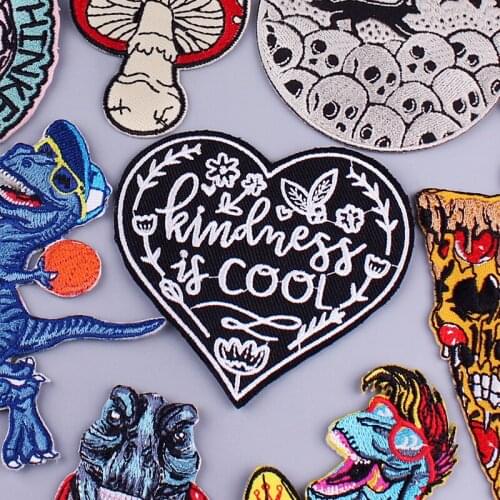 Heart/Letter Punk Patches Pack Stickers On Clothes Embroidered Patches For Clothing Skull Applique Patch Stripe Sticker Jacket