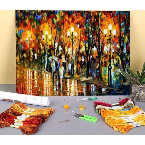 Night Rainbow Printed Fabric 11CT Cross Stitch Complete Kit DIY Embroidery DMC Threads Painting Hobby Knitting Promotions