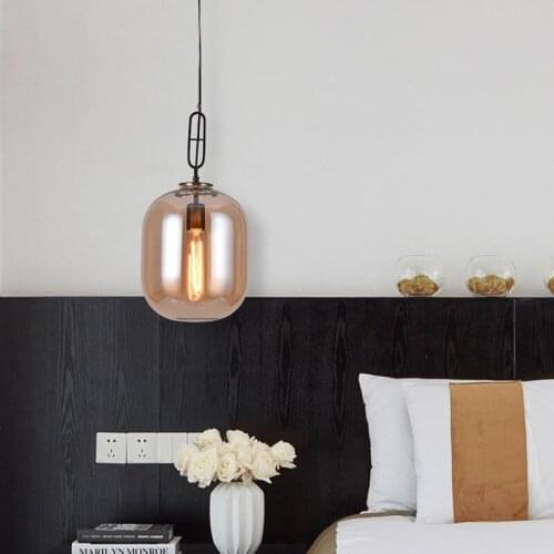 Nordic modern creative glass melon single-head pendant lights for living room dining room bedroom restaurant cafe home deco