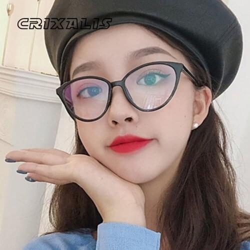 CRIXALIS Cat Eye Anti Blue Light Blocking Glasses Female Acetate Prescription Reading Myopia Eyewear Frame For Women UV400 gafas