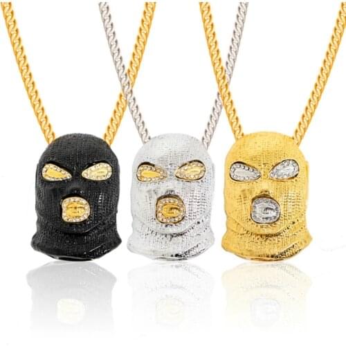 New Personality Hips Hops Anti-terrorism Headgear Alloy Necklace 4 Colour Mask Fashion Party Jewelry Accessories Gifts 2021