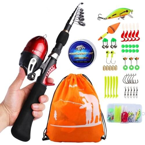 Sougayilang Portable Telescopic Fishing Rod and Reel Combo with Fishing Lure Fishing Line Full Kits Children Gift for Boys Girls