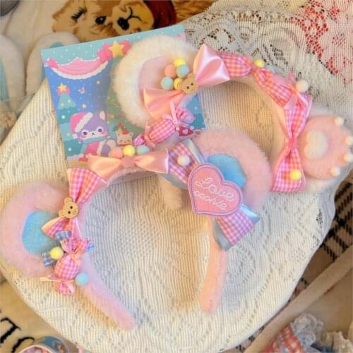 Original handmade lolita kc bear ear cat claw hair band hair accessories cute sweet plush lo