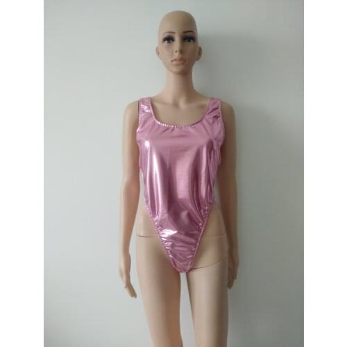 Sexy Women shiny metallic One-piece Thong Bodysuit Leotard Lingerie String Swimsuit Back hollow Bodystocking Nightclub Wear