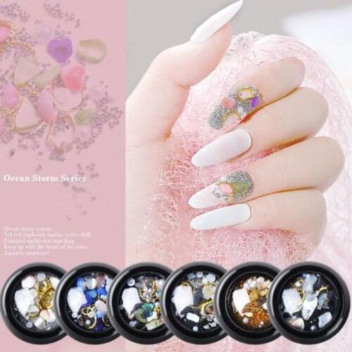 Mixed Glitter Nail Art Decorations Mini Bead Zircon Box 3D Manicure Metal Ocean Shell Stone Crystal Nail Jewelry Manicure Charms