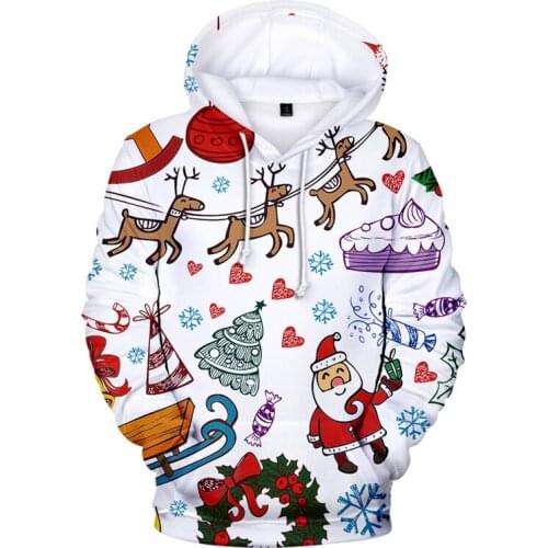 Ugly Christmas Sweater Christmas Unisex Men Women Santa Claus Christmas Novelty Snowman 3D Print Hooded Sweater Warm Sweater