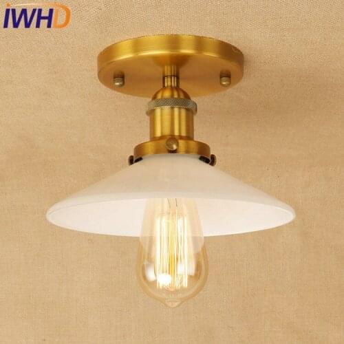 IWHD Loft Style Edison Industrial LED Ceiling Lamp Antique Iron Glass Vintage Ceiling Light Fixtures Home Lighting Luminaria