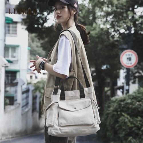 Waterproof Casual Canvas Bags Retro Messenger Bag High Capacity Unisex Shoulder Bag Side Package Poor Package School Package