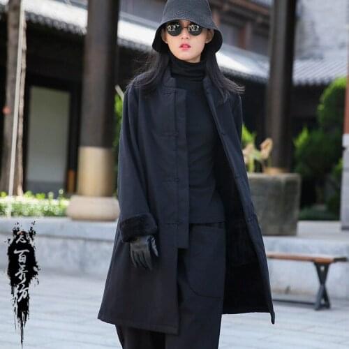 2020 Winter Womens Cotton Linen Parkas Chinese Style Originally Restored Coat Thickened Soft Outwear High Quality Female Tops