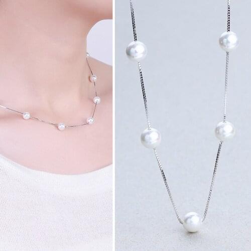 L&P Real 925 Silver 6m*9 Pearls Necklace For Women Necklaces Fashion Fine Jewelry Wholesale Christmas Gift